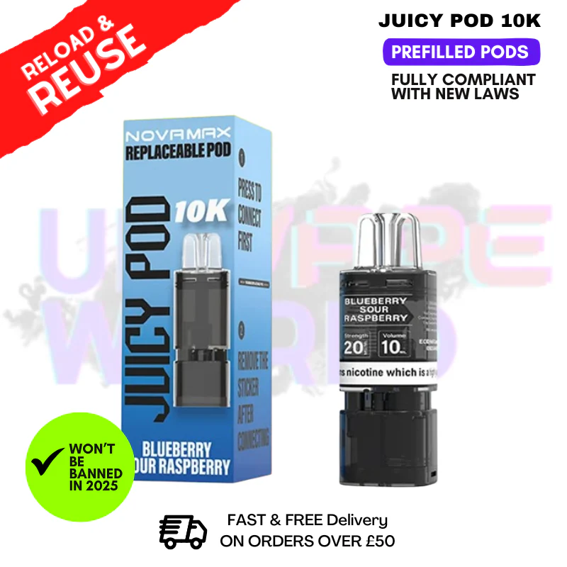 Blue Sour Raspberry Juicy Pod 10K Replacement Pod 12ML - £2.99