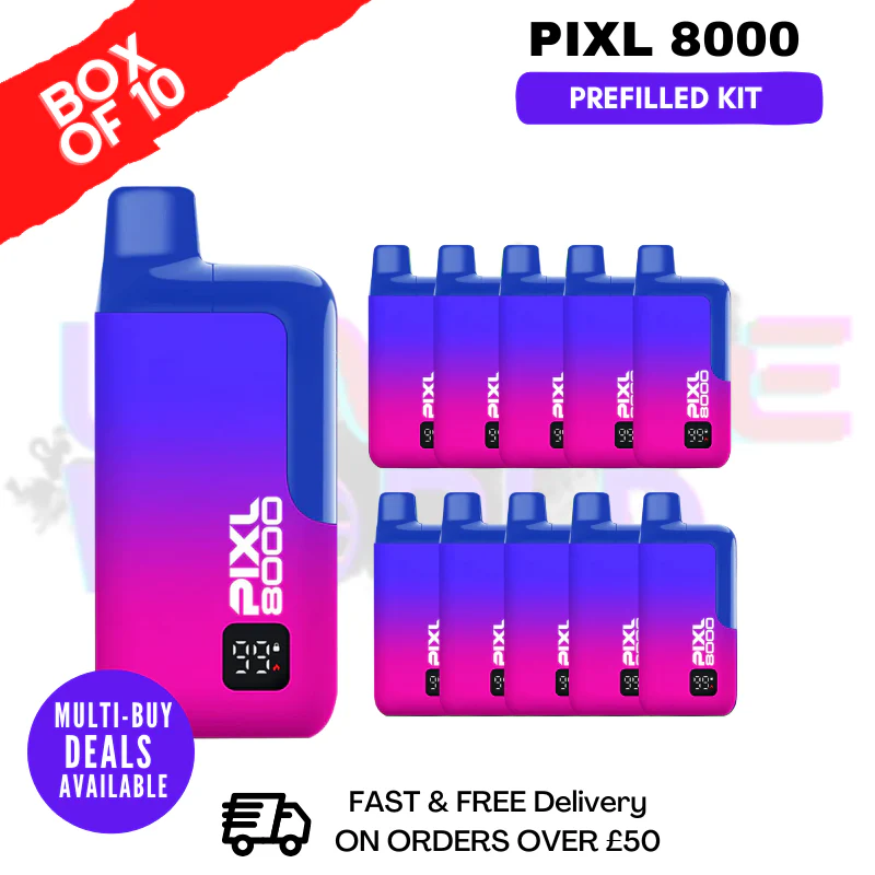 Blue Sour Razz Pixl 8000 Kits Box Of 10