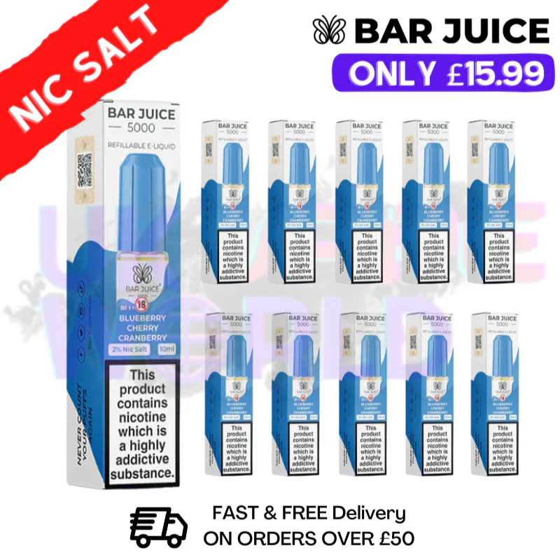 Blueberry Cherry Cranberry Bar Juice 5000 Nic Salt Pack / Box of 10