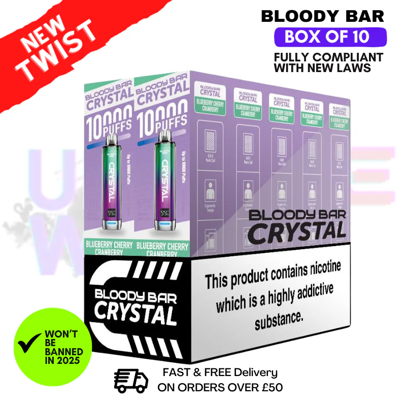 Blueberry Cherry Cranberry Bloody Bar Crystal 10K Puff Box Of 10