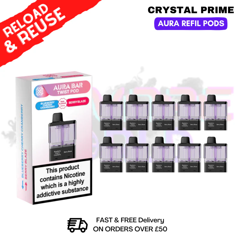 Blue Cherry Aura 40K Replacement Pods Box Of 10