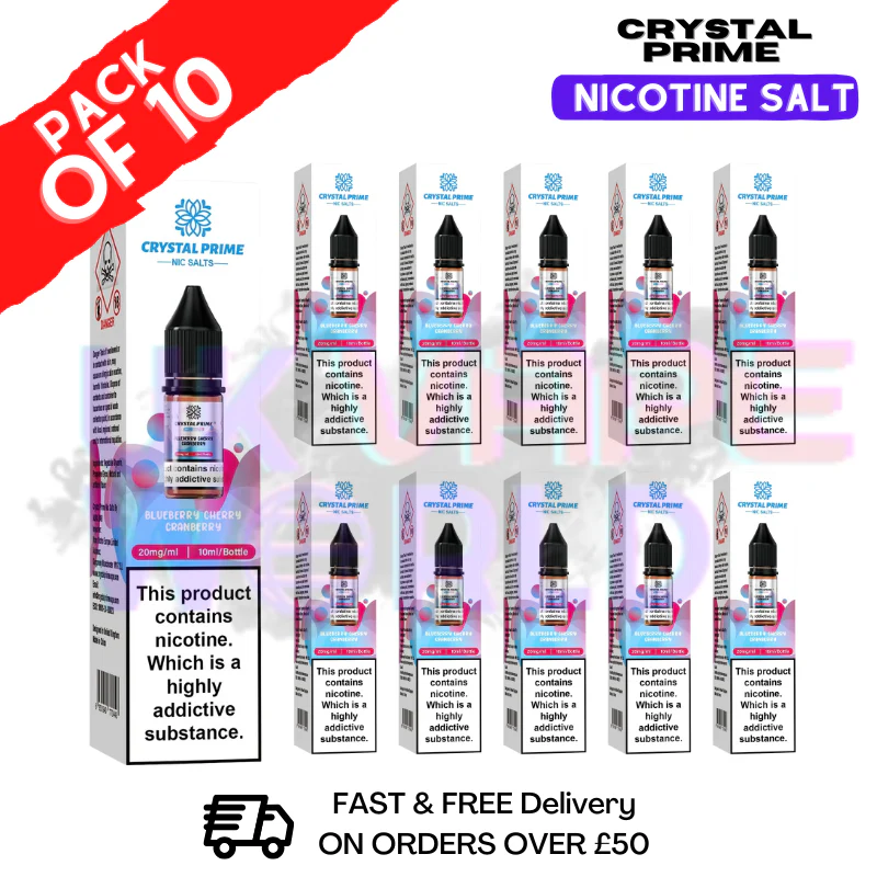 Blueberry Cherry Cranberry Crystal Prime Nic Salt Box Of 10