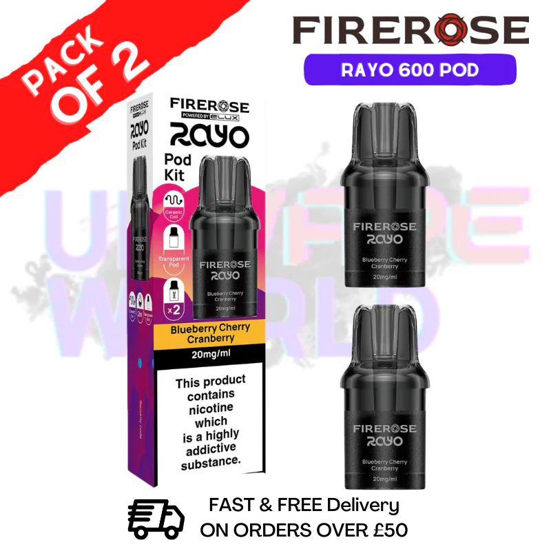 Blue Cherry Cran Firerose Rayo 600 Replacement Pods Pack Of 2