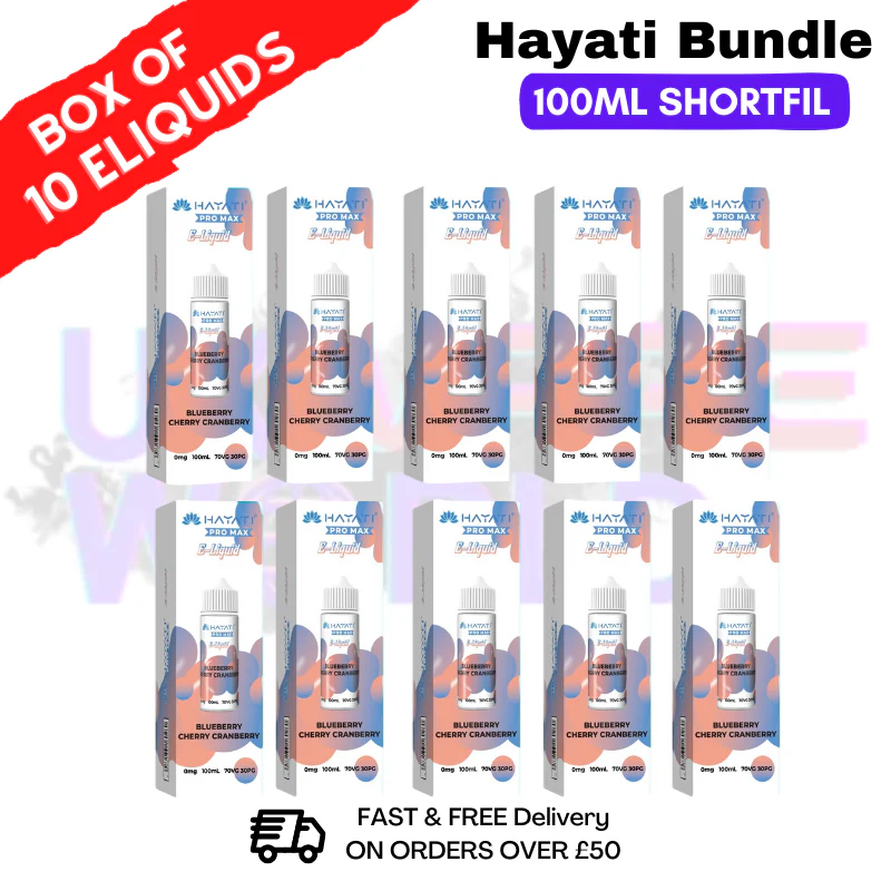Blueberry Cherry Cranberry Hayati 100ML Box Of 10 + Free NicShots