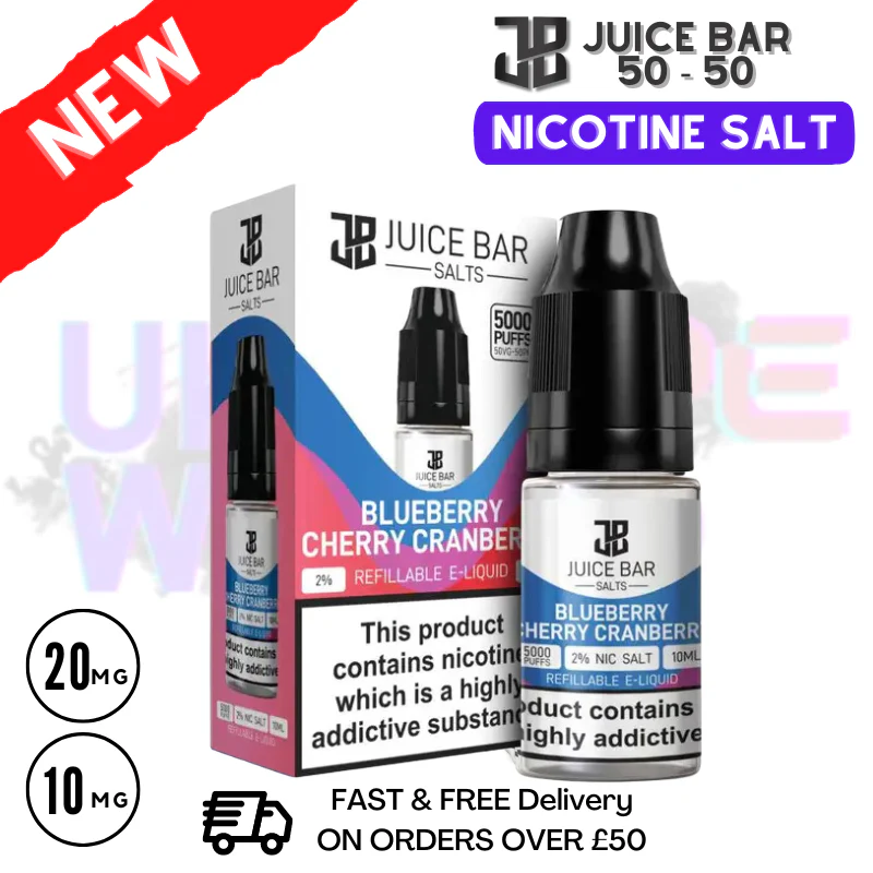 Blueberry Cherry Cranberry Juice Bar Nic Salt 10ML eLiquid Only £1.99