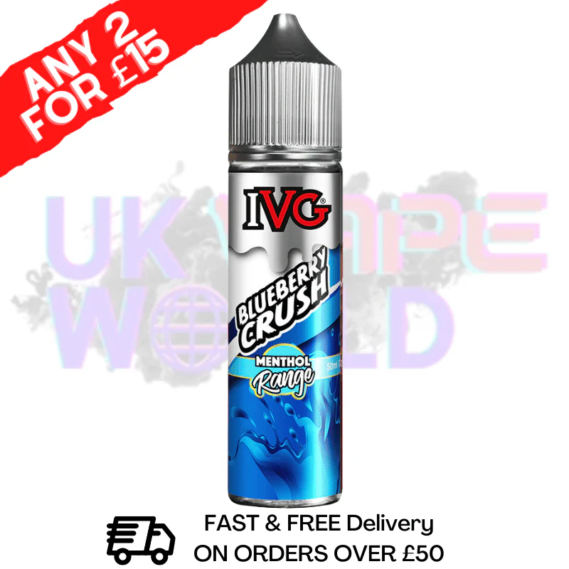 Blueberry Crush IVG Shortfill Juice 50ML Eliquid - MENTHOL RANGE