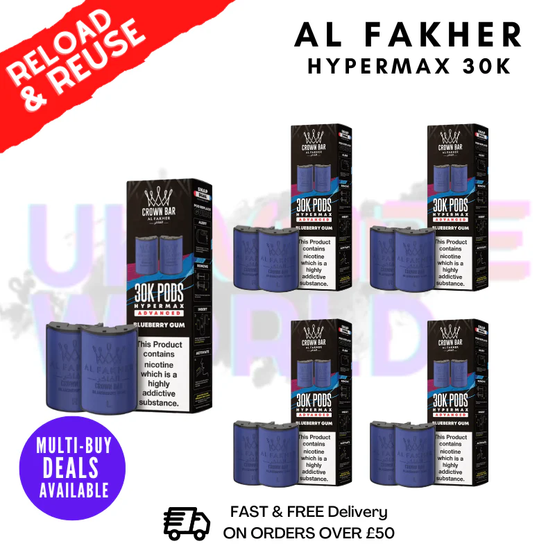 Blueberry Gum AL Fakher 30K Box Of 5 Replacement Pods