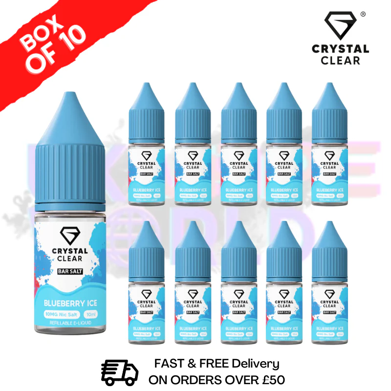 Blueberry ICE Crystal Clear Nic Salt Box Of 10 - Only £17.99