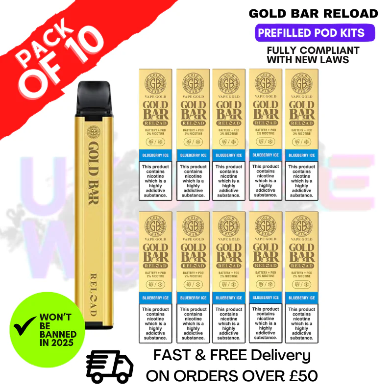 Blueberry ICE Gold Bar Reload Prefilled Pod Kit Box of 10
