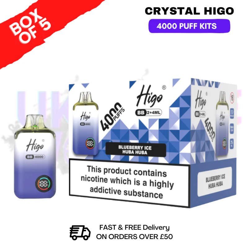 Blueberry ICE Huba Buba Crystal Higo 4000 Pod Kits Box Of 5