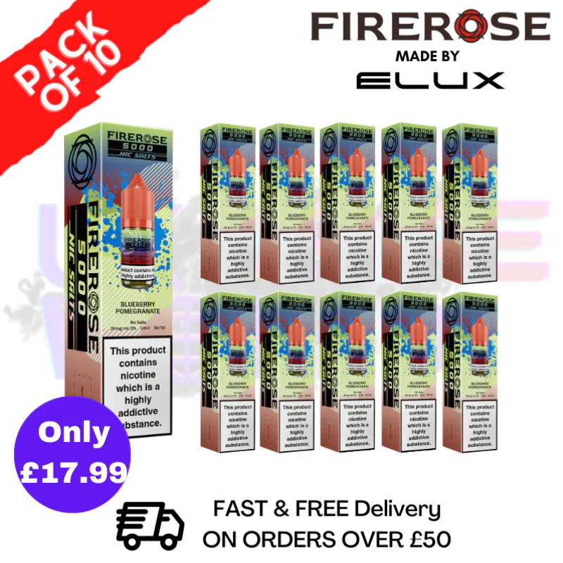 Blueberry Pomegrante Firerose 5000 Nic Salt Box Of 10