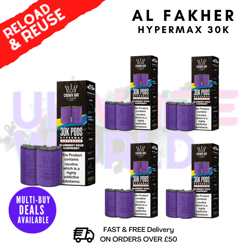 Blueberry Raspberry AL Fakher 30K Box Of 5 Replacement Pods