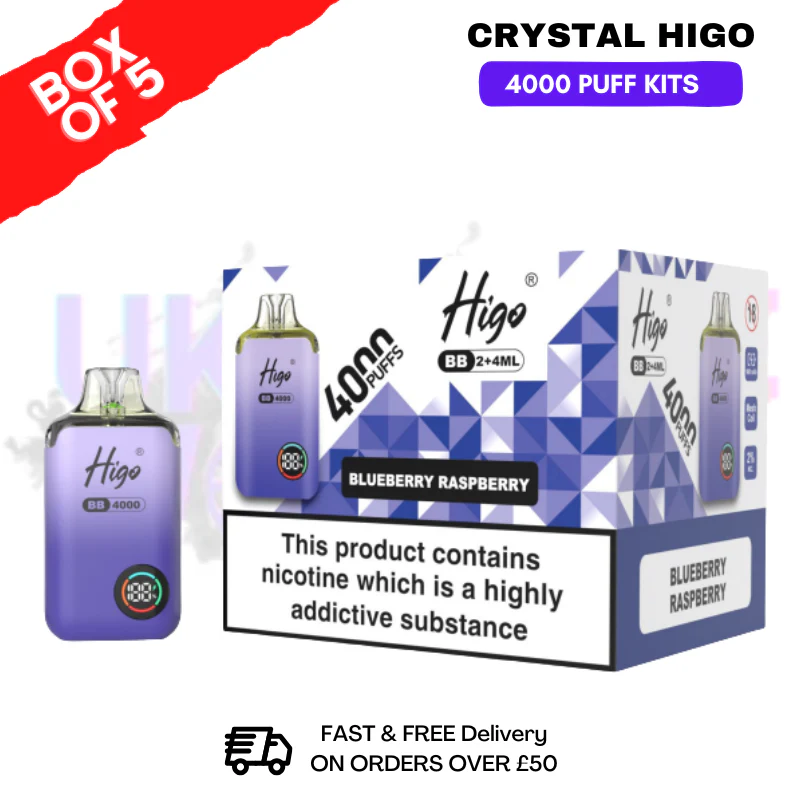 Blueberry Raspberry Crystal Higo 4000 Pod Kits Box Of 5