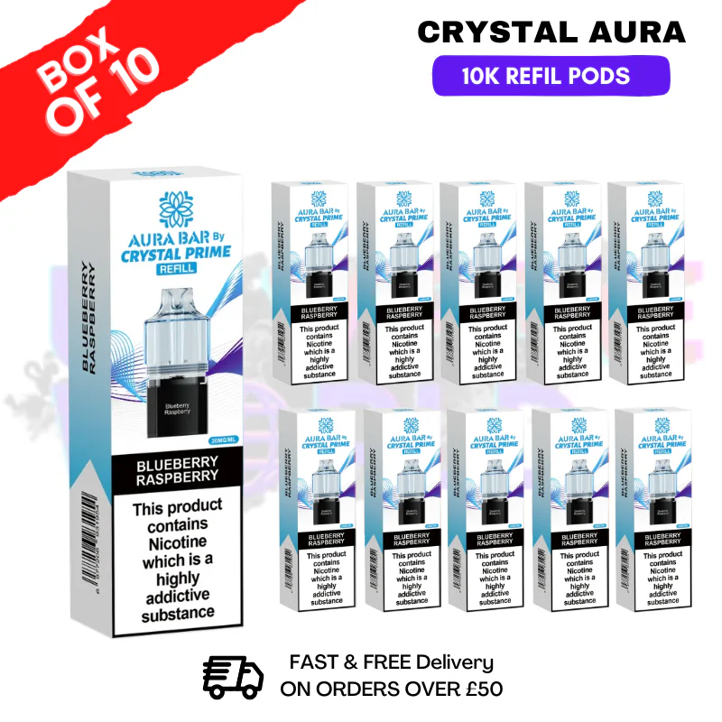 Blueberry raspberry Crystal Prime 10K Refil Pods Box Of 10