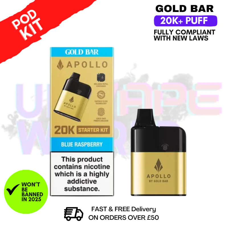 Blueberry Raspberry Gold Bar Apollo 20K Prefilled Pod Kit