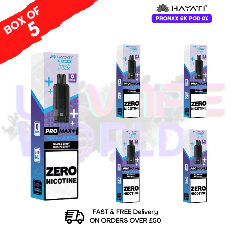 Blue Rasp Hayati Pro Max 6000 ZERO NICOTINE Box of 5