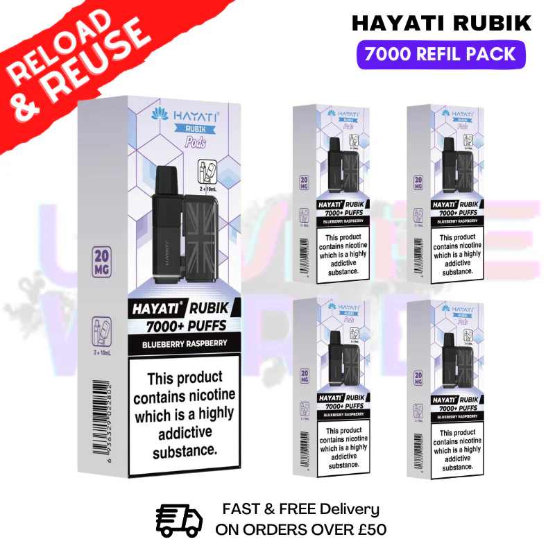 Blueberry Raspberry Hayati Rubik 7K Replacement Pods Box Of 5
