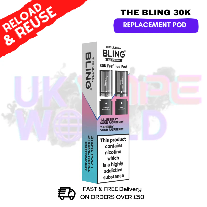 Blueberry Sour Raspberry Bling 30k REFIL PACK Ultra Plus Pods  - £6.99