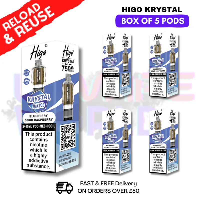 Blueberry Sour Raspberry Krystal Higo Max Replacement Pods BOX OF 5