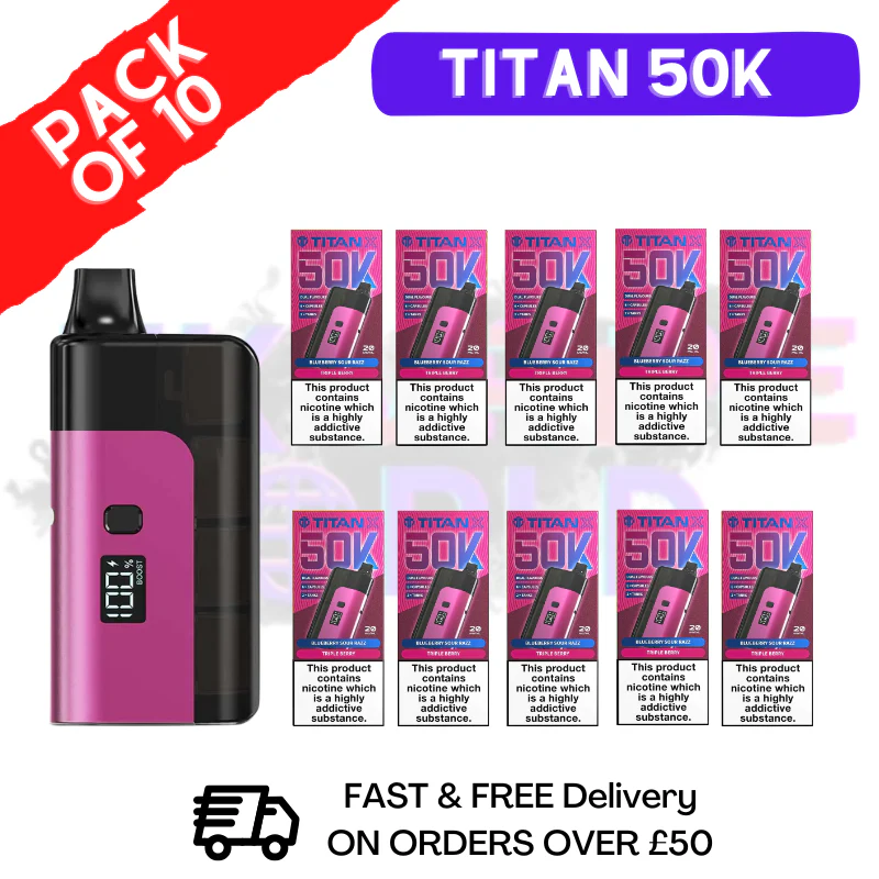 Blueberry Sour Razz Titan X 50000 Puff Pod Kit Box Of 10