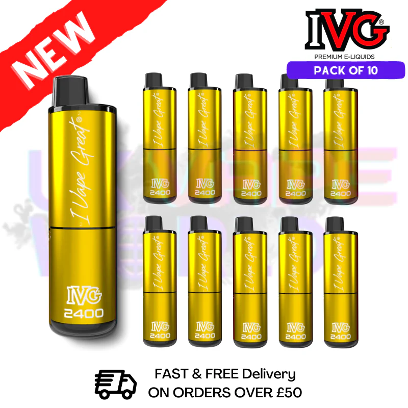 Box Of 10 - Fresh Mint Menthol Mojito IVG 2400 Prefilled Vape Pen Kit