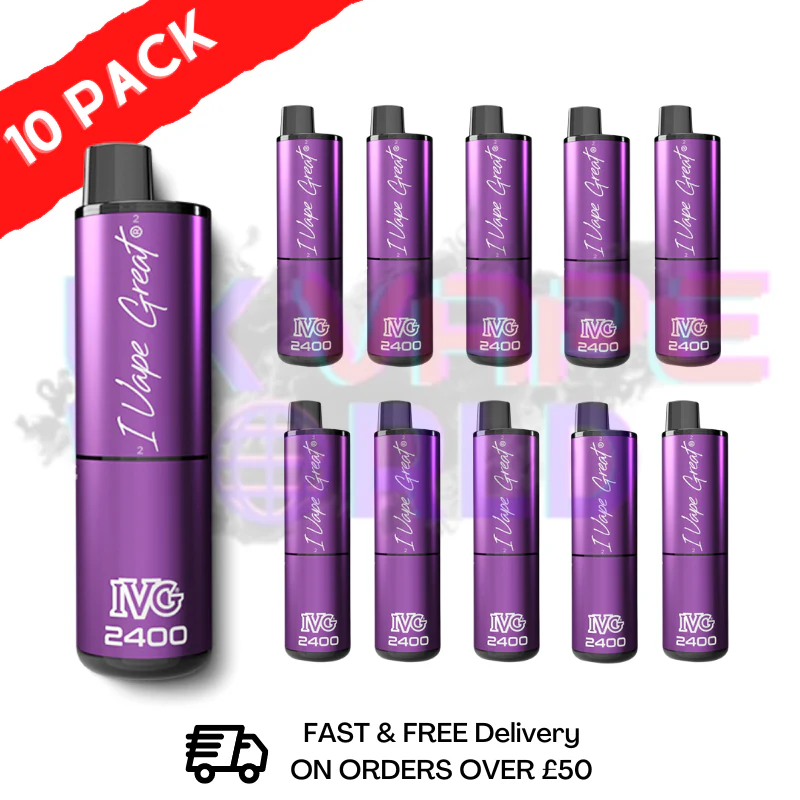 Box Of 10 - GRAPE ICE IVG 2400 Prefilled Vape Pen Kit - Image 2