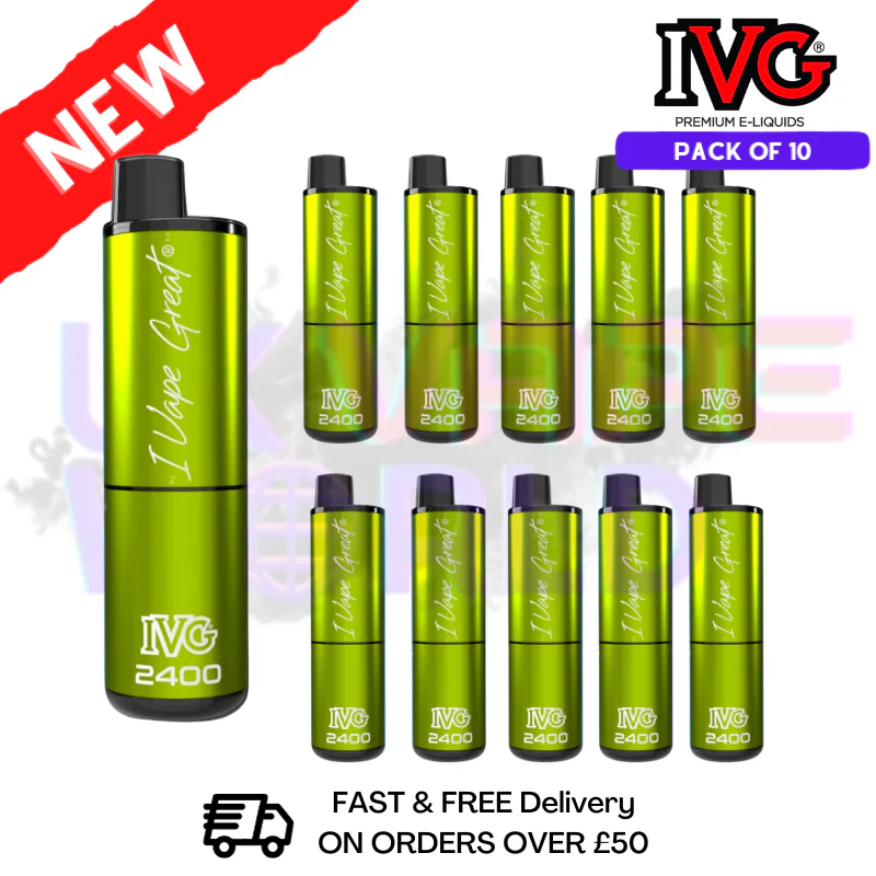 Box Of 10 - Lemon Lime IVG 2400 Prefilled Vape Pen Kit