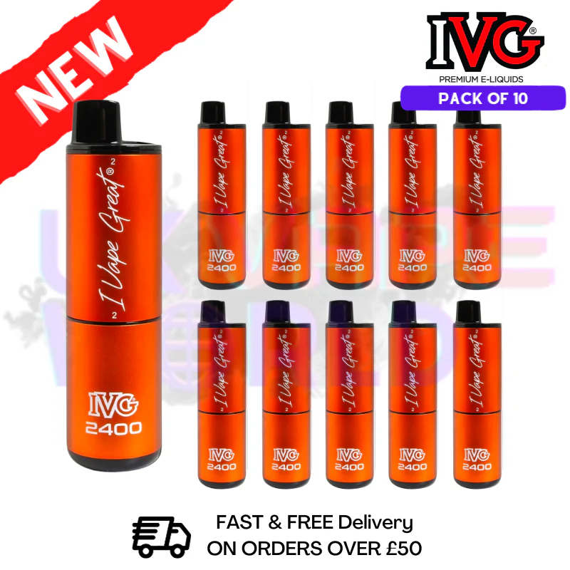 Box Of 10 - Peach Mango ICE IVG 2400 Prefilled Vape Pen Kit