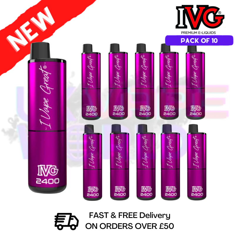 Box Of 10 - Plum Blue Razz IVG 2400 Prefilled Vape Pen Kit