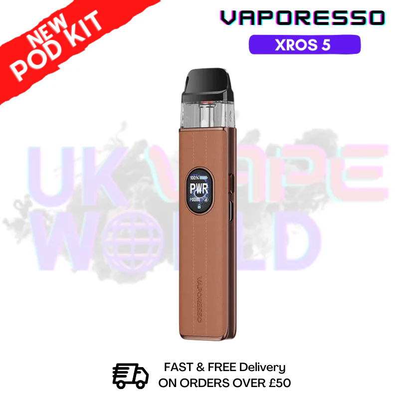 Brown Leather Vaporesso Xros 5 Pod Vape Kit