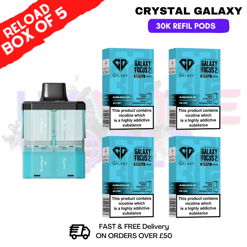 Bubblegum Ice Crystal Galaxy 30K Replacement Pods Box Of 5