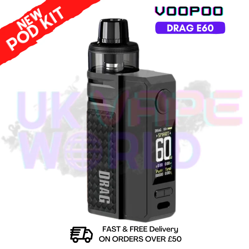 Carbon Fiber Voopoo Drag E60 Pod Kit + Free Nicsalt