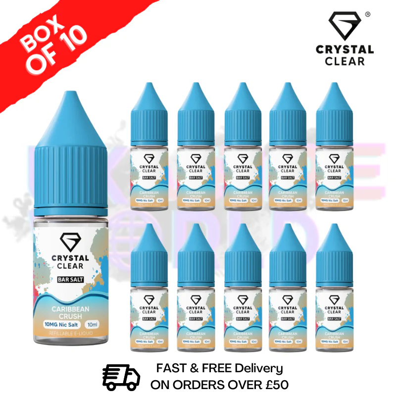 Caribbean Crush Crystal Clear Nic Salt Box Of 10 - Only £17.99