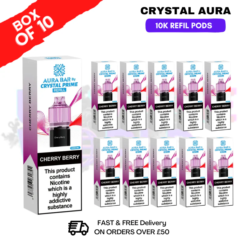 Cherry Berry Crystal Prime 10K Refil Pods Box Of 10