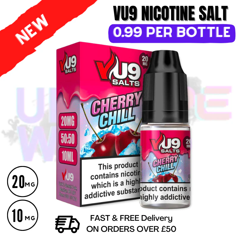 Cherry Chill Pod Nic Salt 10ml Nicotine E Juice by VU9 - 99p Eliquid