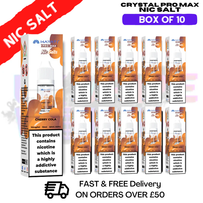 Cherry Cola Hayati Crystal Bar Pro Max Pack Box Of 10 Nic Salts
