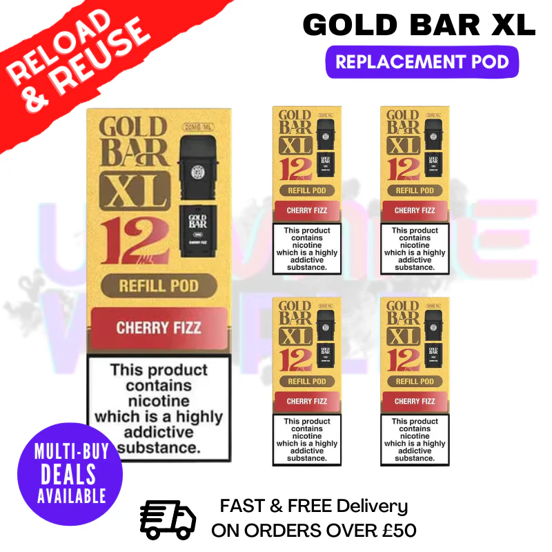 Cherry Fizz Gold Bar XL REFIL Pods Box Of 5