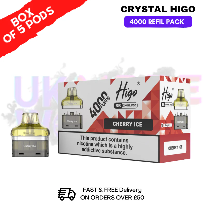 Cherry ICE Crystal Higo 4000 REFIL Pods BOX OF 5