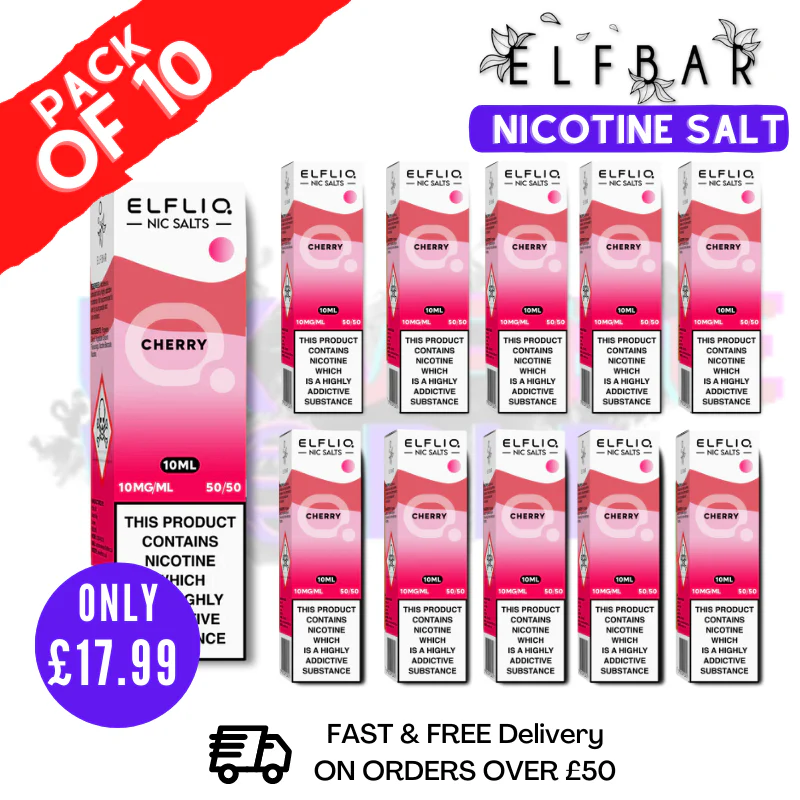 Cherry ICE ElfLiq Nic Salt BOX OF 10 - ONLY £17.99