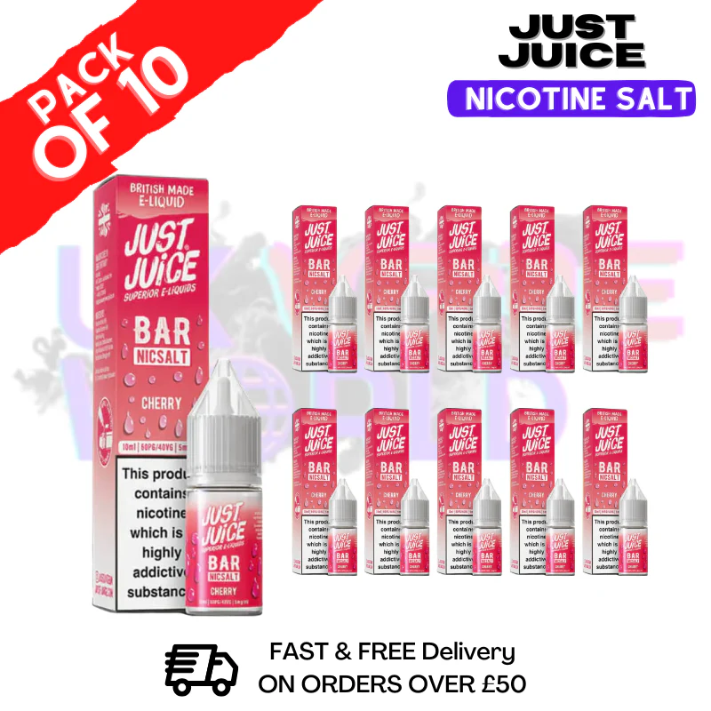 Cherry Just Juice Nic Salt Box Of 10 - ONLY £17.99
