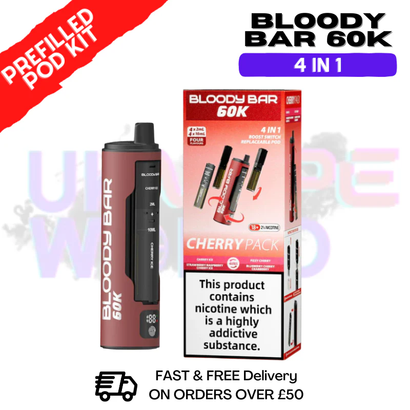 Cherry Pack Bloody Bar 60k Prefilled 4 In 1 Pod Vape Kit