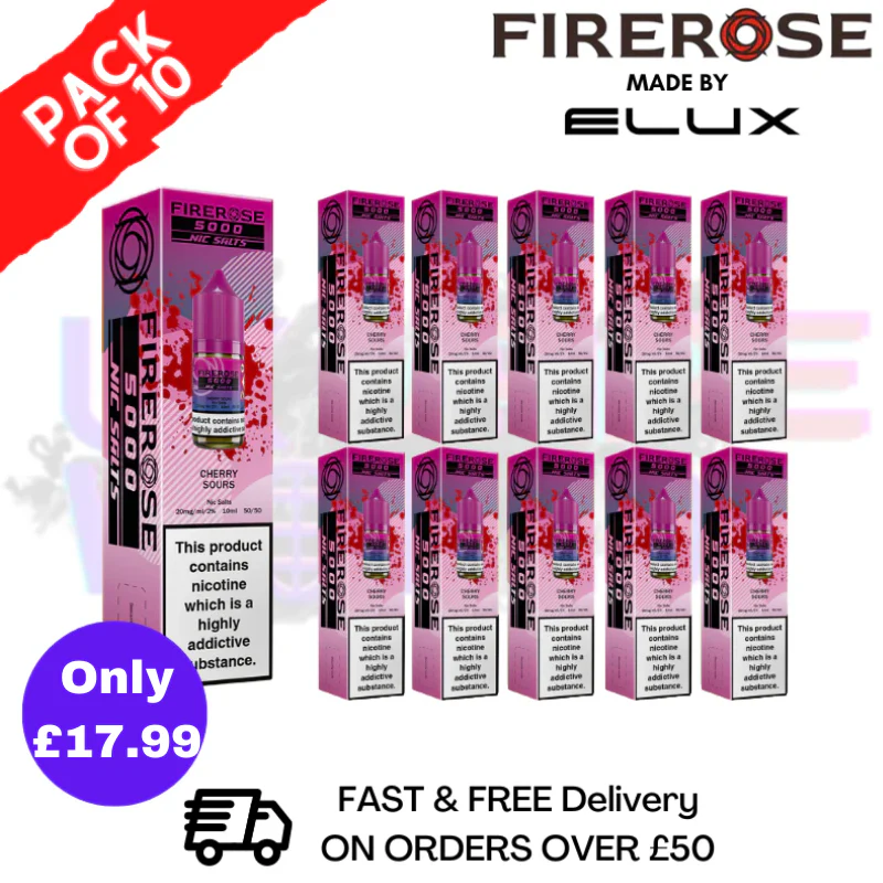 Cherry Sours Firerose 5000 Nic Salt Box Of 10