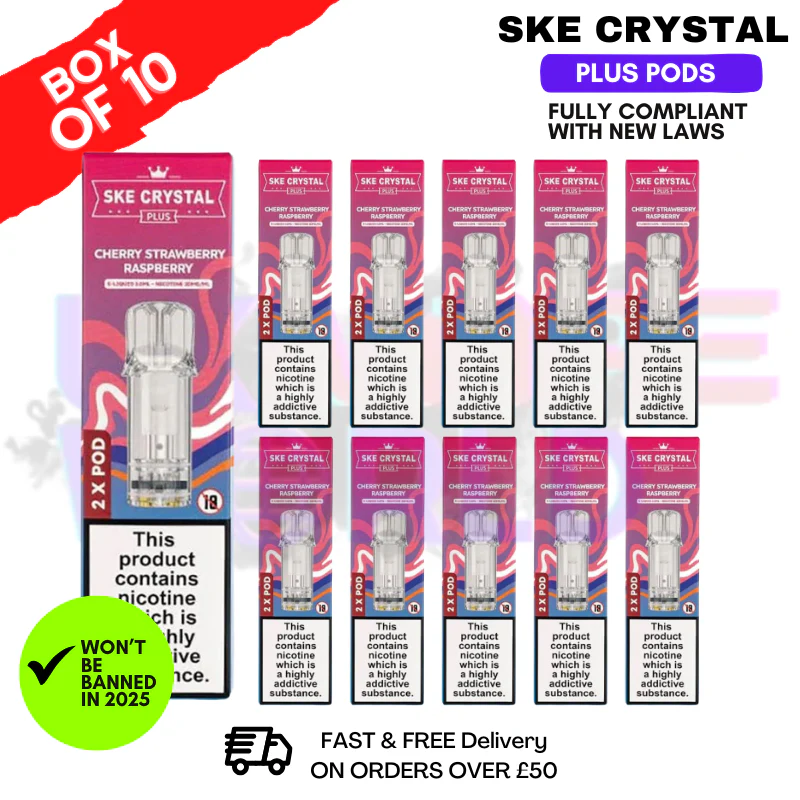Cherry Strawberry Raspberry SKE Crystal Plus Prefilled Pod Box Of 10