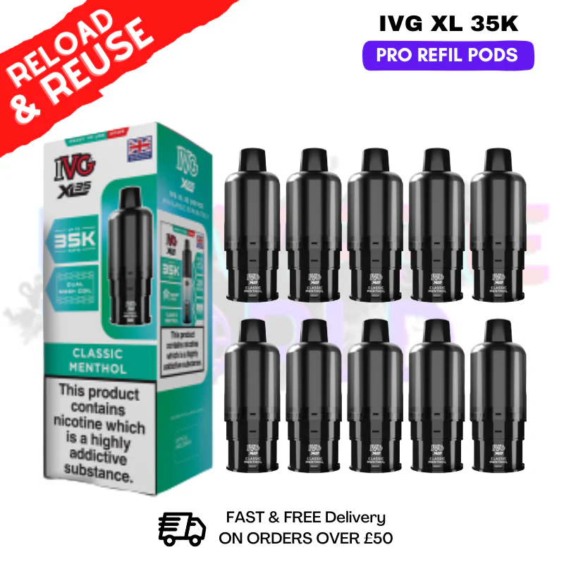 Classic Menthol IVG XL 35K Replacement Pods Box Of 10