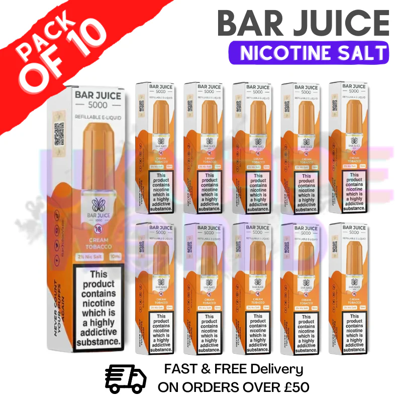 Cream Tobacco Bar Juice 5000 Nic Salt | Box of 10 | ONLY £13.99