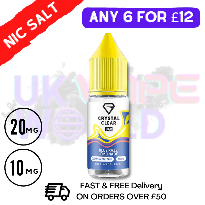 Crystal Clear 'Blue Razz Lemonade' Bar Nic Salt