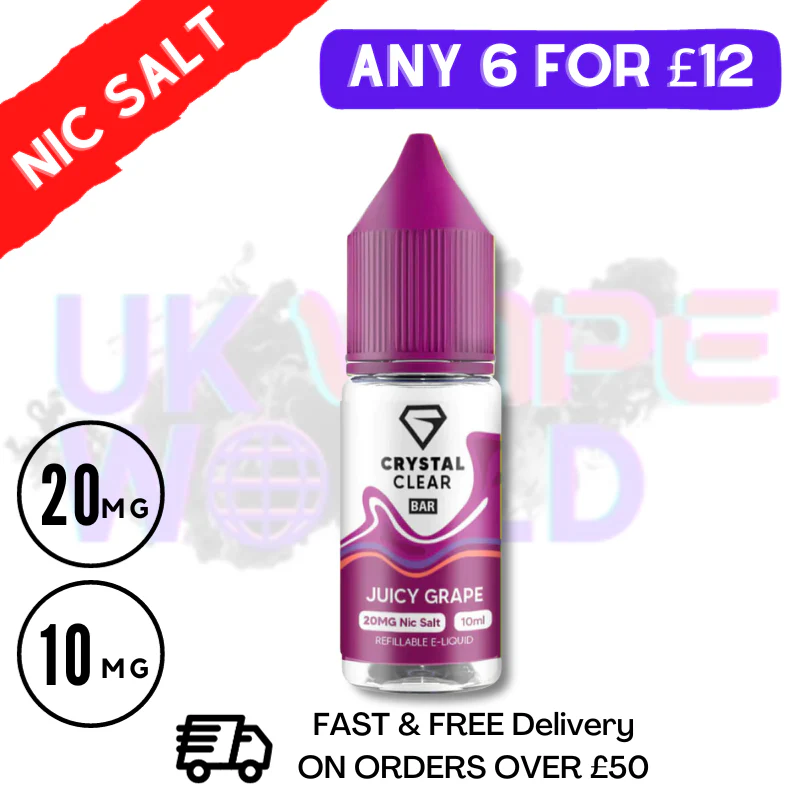 Crystal Clear 'Juicy Grape' Bar Nic Salt