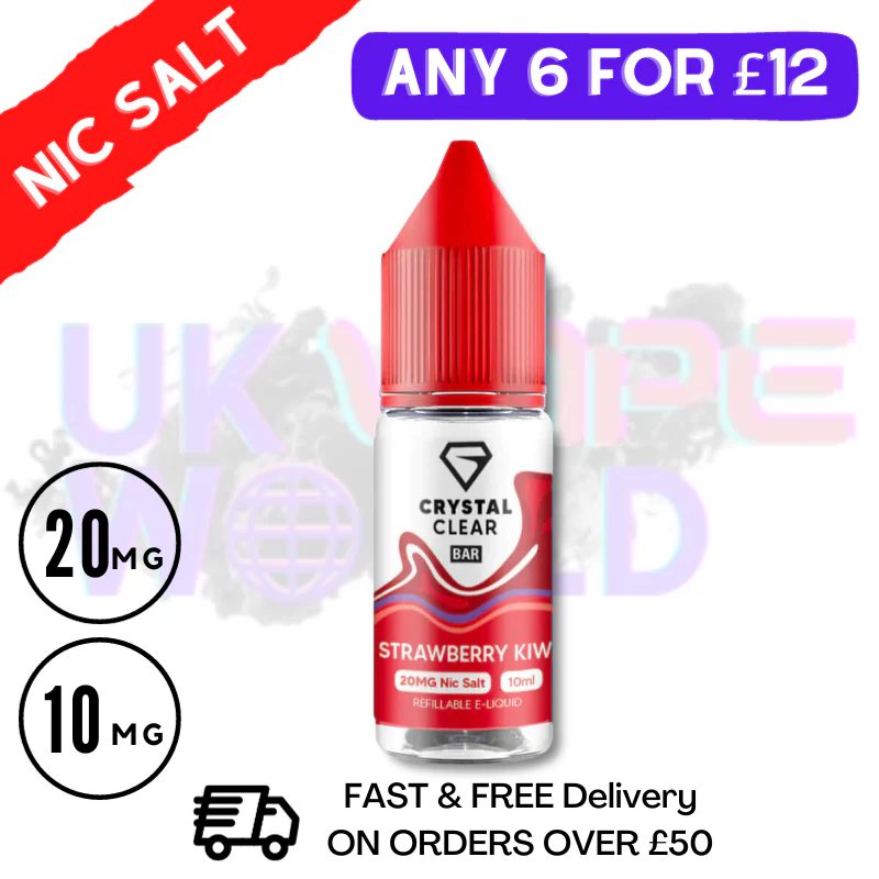 Crystal Clear 'Strawberry Kiwi' Bar Nic Salt