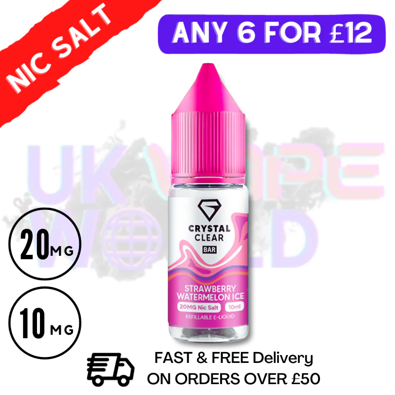 Crystal Clear 'Strawberry Watermelon Bubblegum' Bar Nic Salt