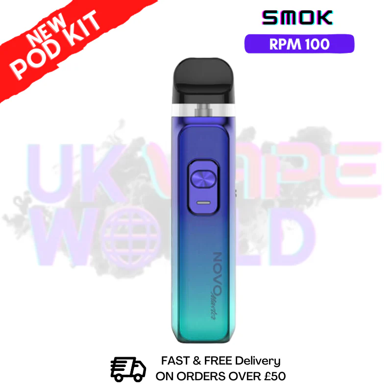 Cyan Blue Smok Novo Master 30K Pod Kit + Free Nic Salt (PRICE £12.99)